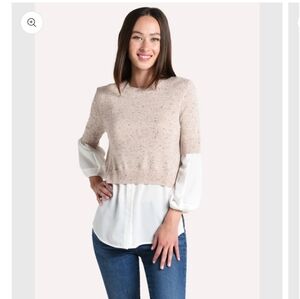 Brochu Walker Ebella Layered Wool Cashmere Quiet Luxury Sweater, XS